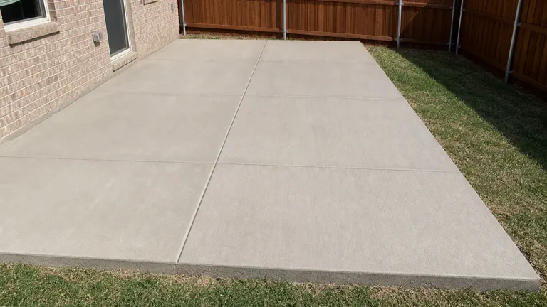 Backyard concrete slab area tied into a DFW driveway extension project